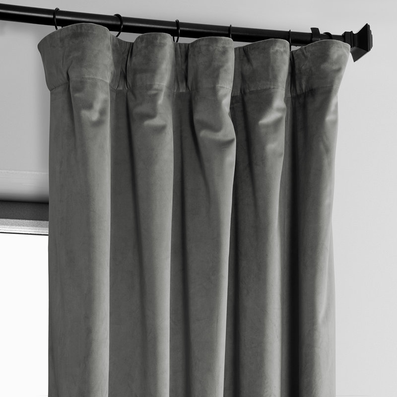 Loria Plush Velvet 100% Blackout Curtains For Bedroom, Living Room - Single Panel, 50" W x 84" L, Nightlife Gray