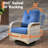Ensemble de conversation modulaire en osier pour 6 personnes avec table basse lumineuse et chaises pivotantes, ensemble de conversation modulaire en rotin toutes saisons avec coussins Emroy-1054600634