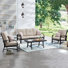 Ensemble de conversation d'extérieur / d'intérieur en aluminium 4 pièces avec coussins Sunbrella® et table basse Chamber pour 5 personnes Chamber
