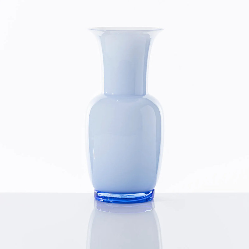 Venini Opalino Vase, Acquamarine, 11.81" H x 5.51" W x 5.51" D