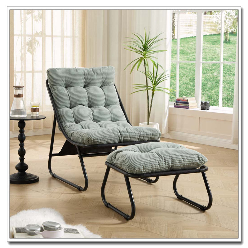 Chaise longue d'extÃ©rieur avec repose-pieds, Light Green