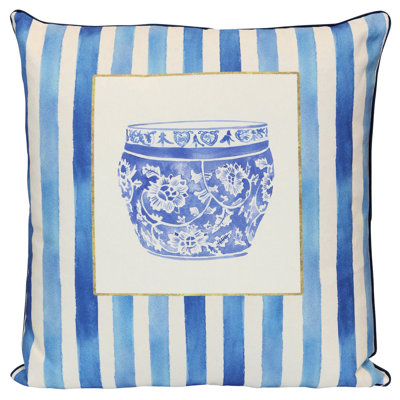 Coussin Tamara Day for StyleCraft Heritage - bleu et blanc doux - 24 po x 24 po