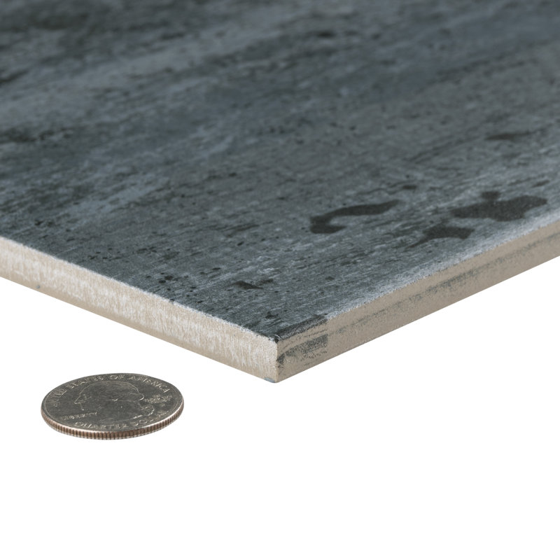 Cassis 8.5" x 35.5" Porcelain Wood Look Wall & Floor Tile, Black