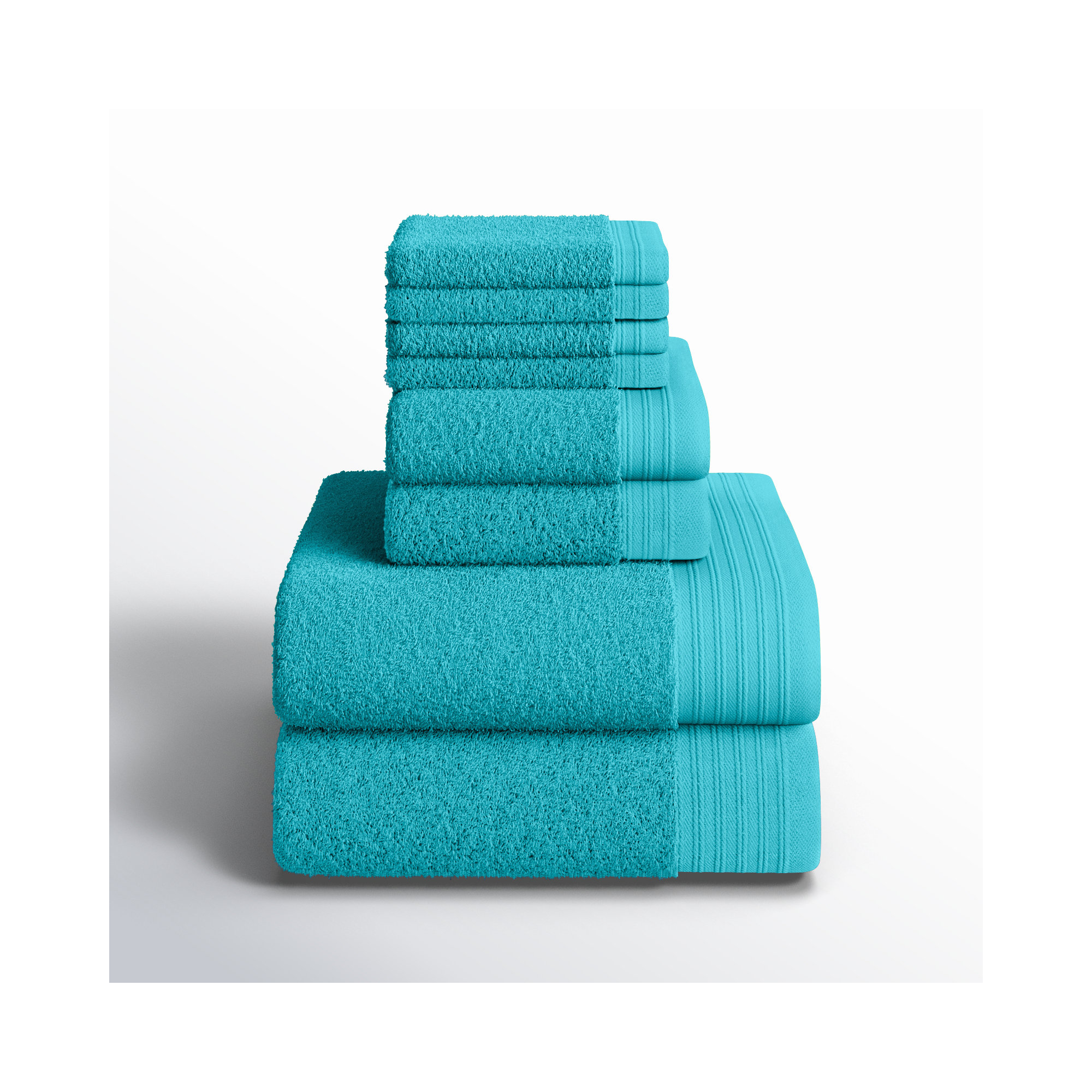 Doncia 8 Piece 100% Cotton Towel Set, Teal
