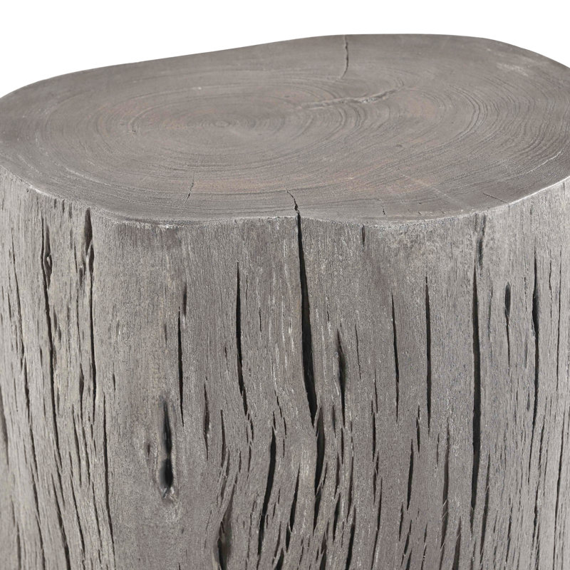 Solid Wood Stump, Sandblasted Gray