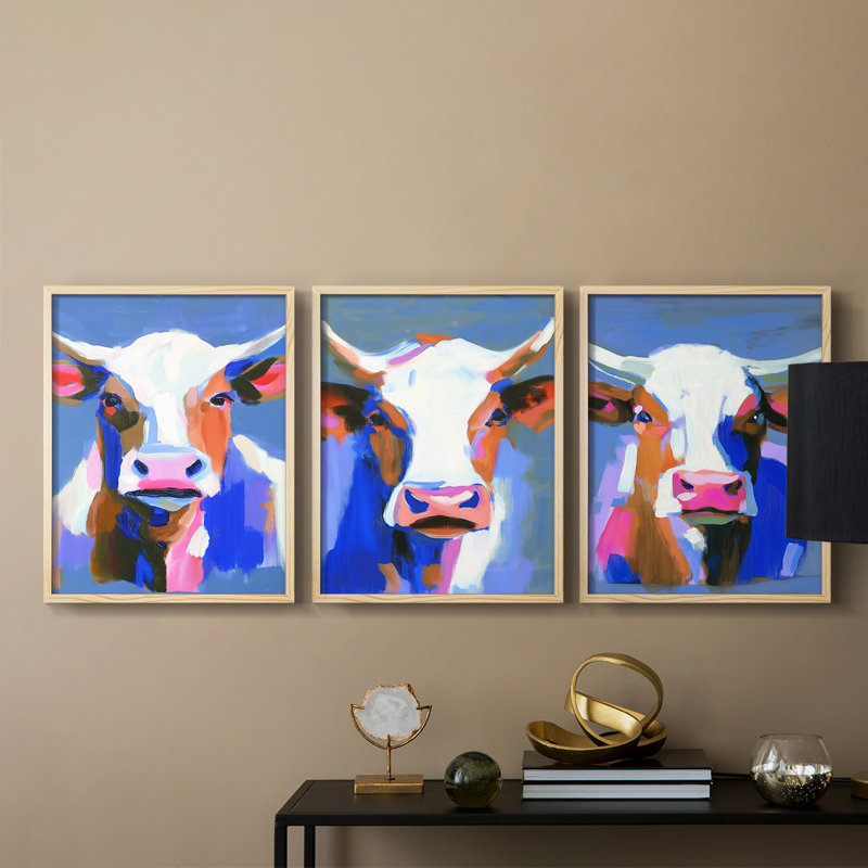Ensemble de 3 impressions giclées encadrées - Prêt à accrocher, H 10 po x l 8 po, Encadré naturel