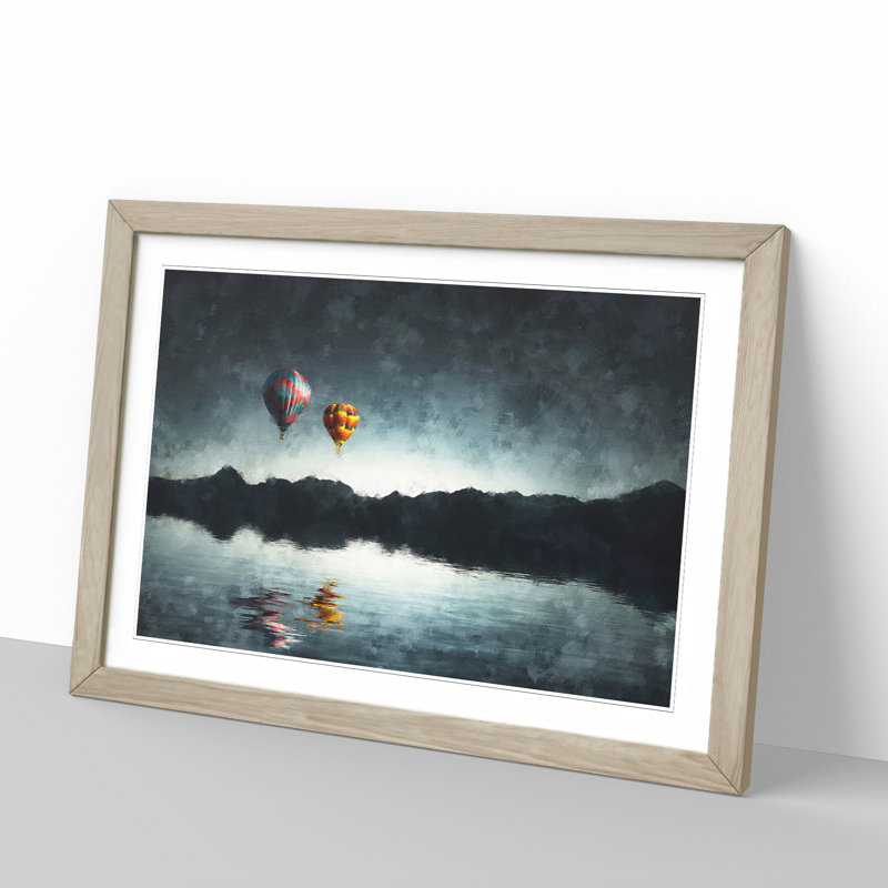 Hot Air Balloons Vol.2 - Picture Frame Painting, Oak Framed, 27cm H x 36cm W x 2cm D