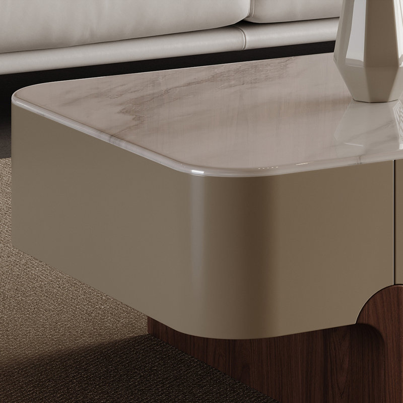 Table basse en pierre frittée avec pieds hauts