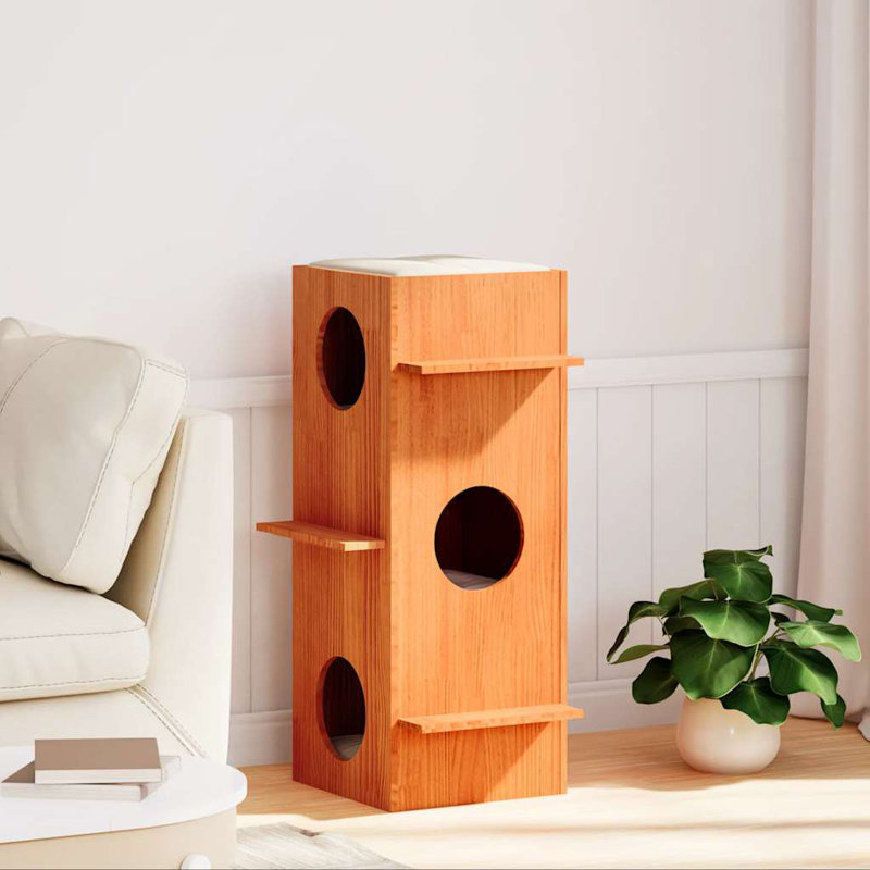 90cm H Cat Tree, Wax Brown