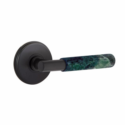 Ensemble de levier de passage Emtek Select, rosette Watford, tige en T, poignée en marbre vert, l 5,875 po x L 5,875 po