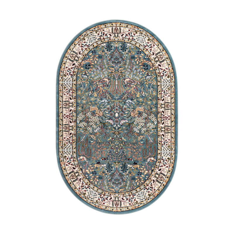 Jackson Floral Indoor Rug, Oval 5'3" x 8', Blue