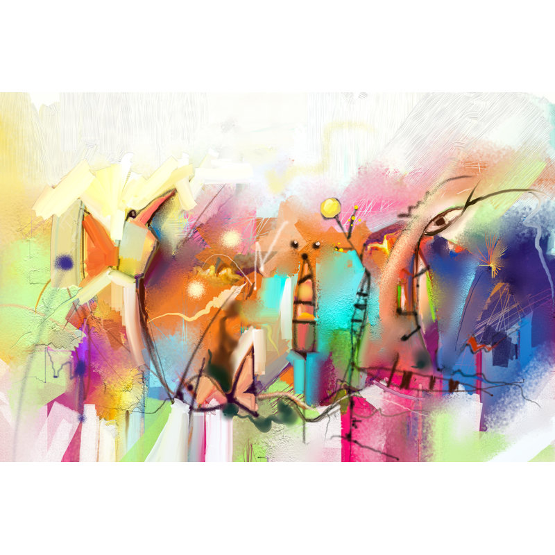 Abstract Colorful Oil Painting - Wrapped Canvas Print, 30cm H x 46cm W x 3.8cm D