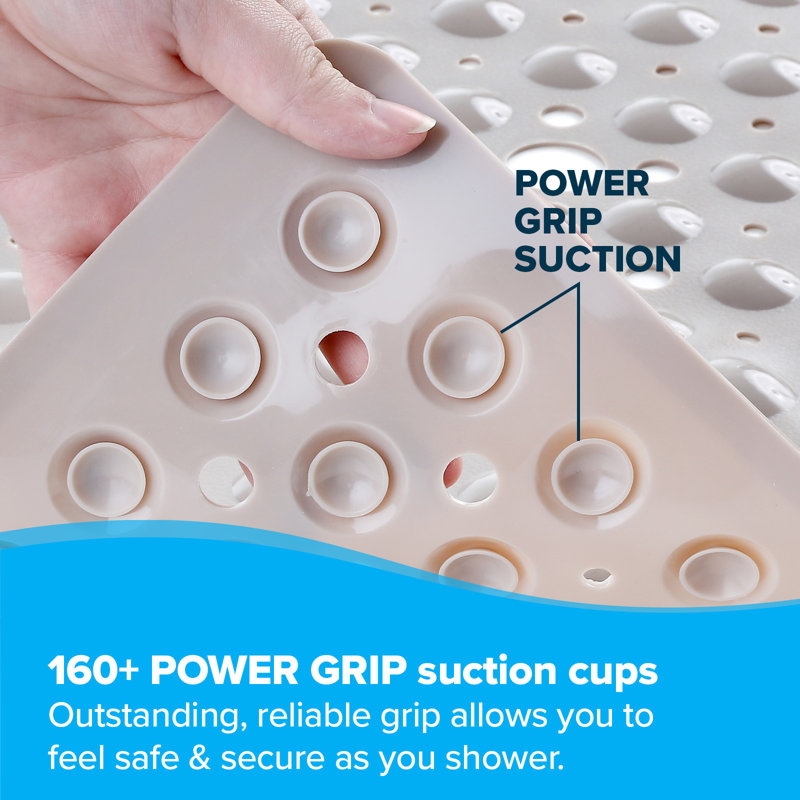 Extra Long Non-Slip Bathtub Mat with Suction Cups, Tan