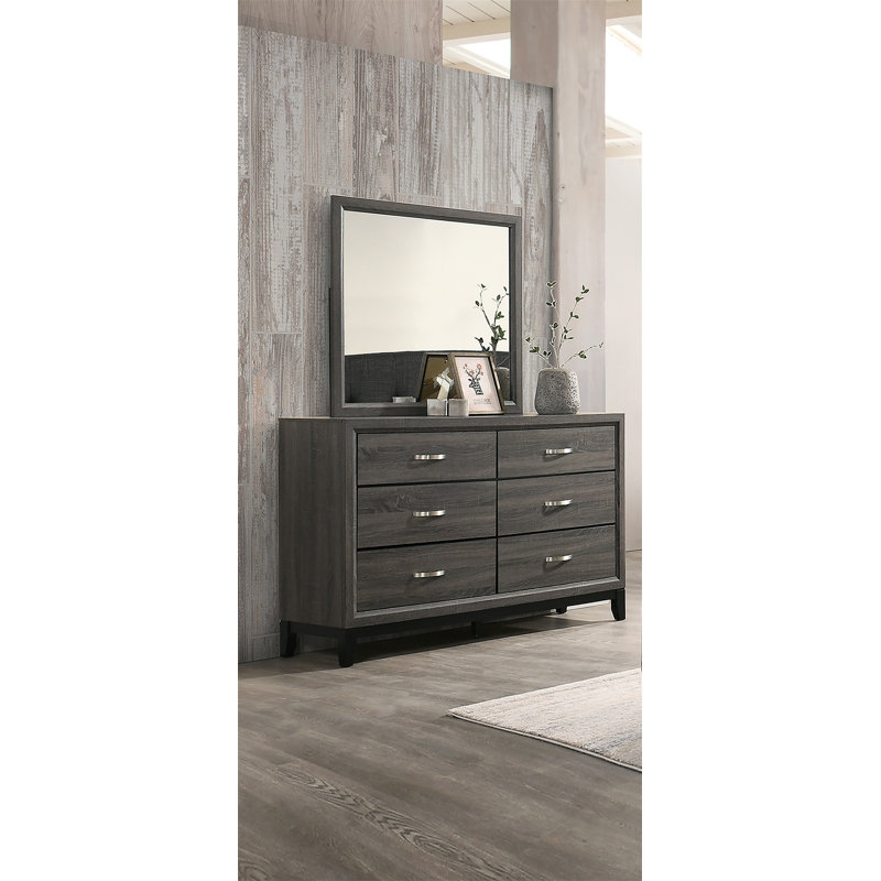 Commode 1 pièce de style rustique avec poignées en métal et pieds en bois noirs