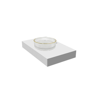 Scotch 16" Round Decorative Clear With Gold Rim Vessel Sinks With 30" White Base