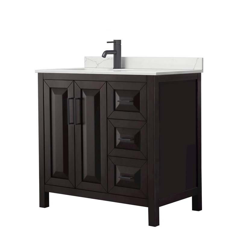 Daria 36'' W Vanity, Giotto Quartz, Brown, Matte Black