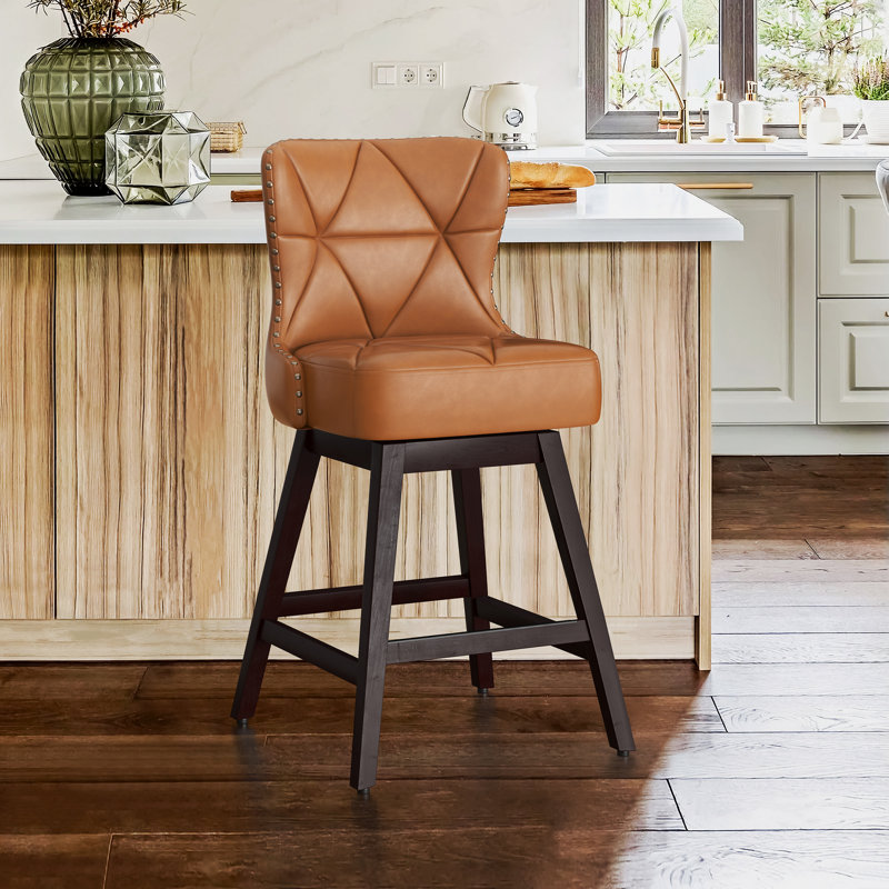 Tabouret de comptoir pivotant 26 po Arabele, Chameau, 1, Marron foncé