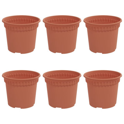 Round Flower Pot 6 Pcs Plastic