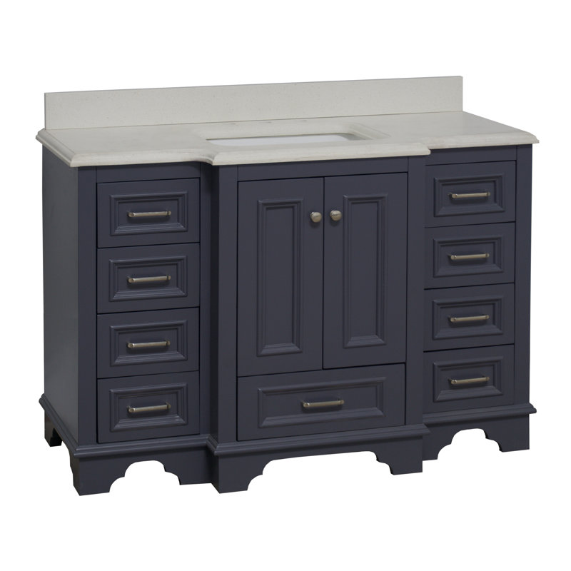 Ensemble de meuble-lavabo simple 48 po Loughlam, Quartz, Gris marine