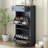 Entryway Organizer With 2 Flip Drawers, Wood Grain Pattern Top Shoe Cabinet With Drawer, Free Standing Shoe Rack With Adjustable Panel-1397910390