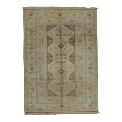 Hand-Knotted High-Quality Beige and Gray Area Rug