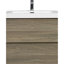 Meuble-lavabo mural 24 po avec lavabo en résine, 2 tiroirs, style minimaliste, esthétique de la finition de l'eau, finition