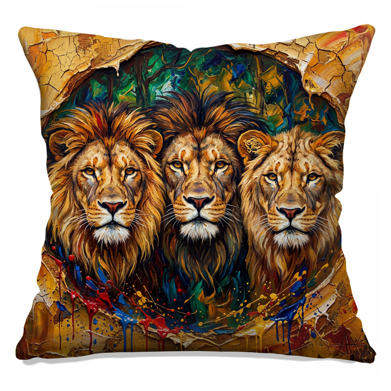 Coussins décoratifs Three Majestic Lions, 18 x 18 pouces