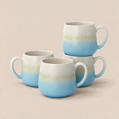 16oz Stoneware Coffee Mug Set（Set of 4）