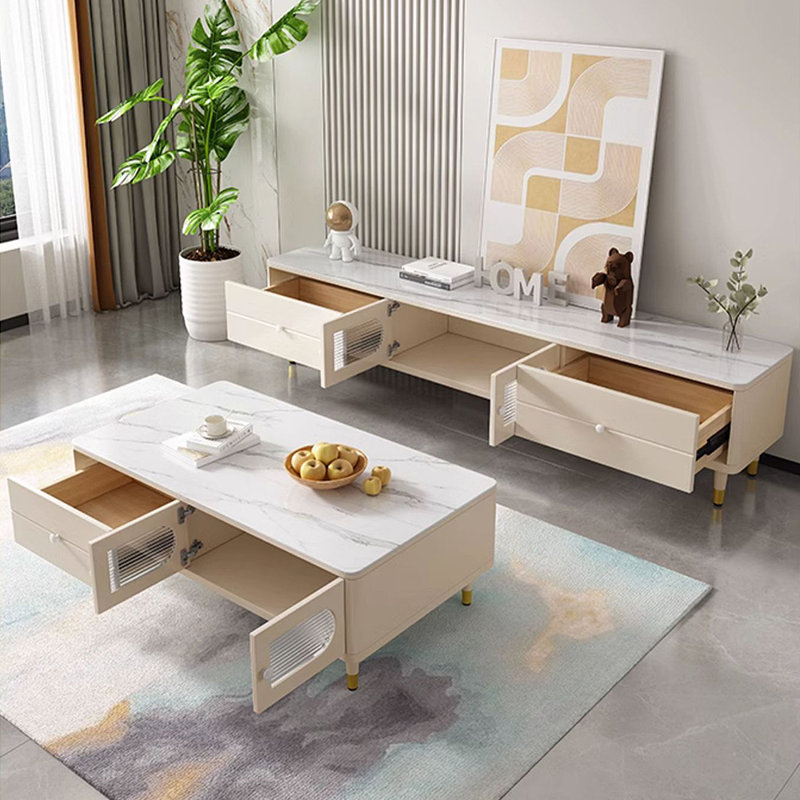 Meuble télé de style crème avec table basse