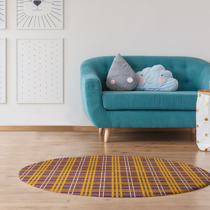 Tapis rouge à carreaux, Rond 5 pi