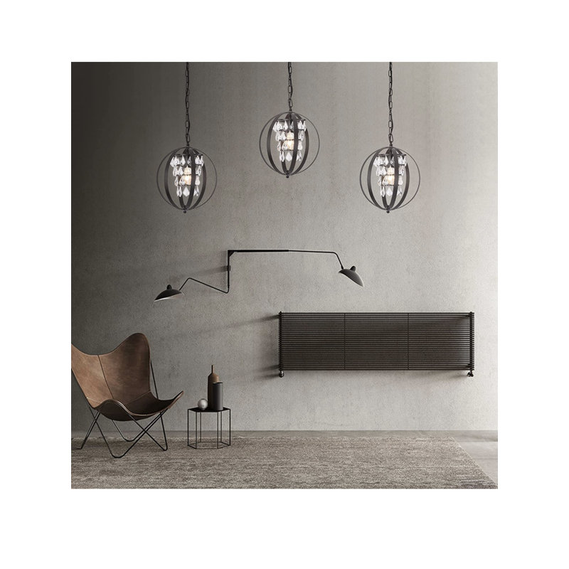 Luminaire suspendu sphère 1 lumière Ellzy, Frotté à l'huile