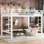 Lit mezzanine en métal blanc de taille grand avec garde-corps, échelles doubles et assemblage rapide et facile pour une chambre à coucher stable et sécuritaire