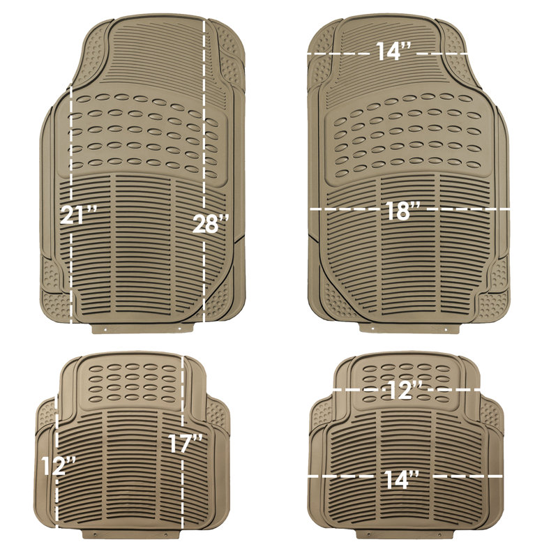 Universal Fit Beige Heavy-Duty Rubber Cargo Floor Mats