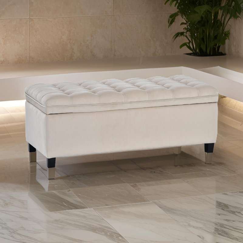 Banc de rangement à couvercle rabattable Droitwich, Beige