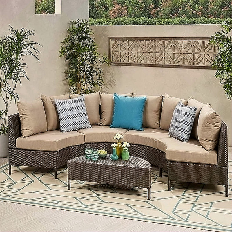 Ensemble de canapé 5 pièces PT Limon, Beige, Brun