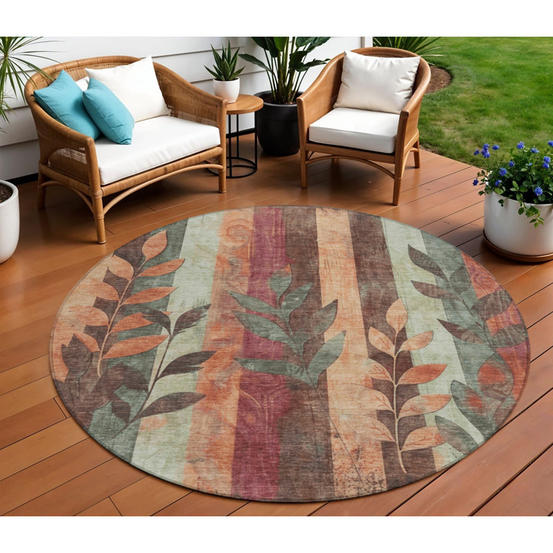 Tapis d'intérieur rond 8 po Terra Cotta And Sage