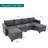 U-Shaped Modular Sectional with Storage & Ottomans, Grey