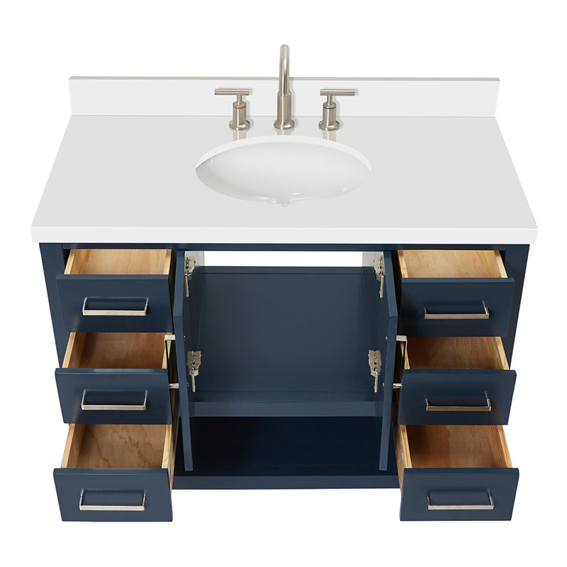 Ensemble de meuble-lavabo simple 43 po Magnolia, Bleu minuit, Oval
