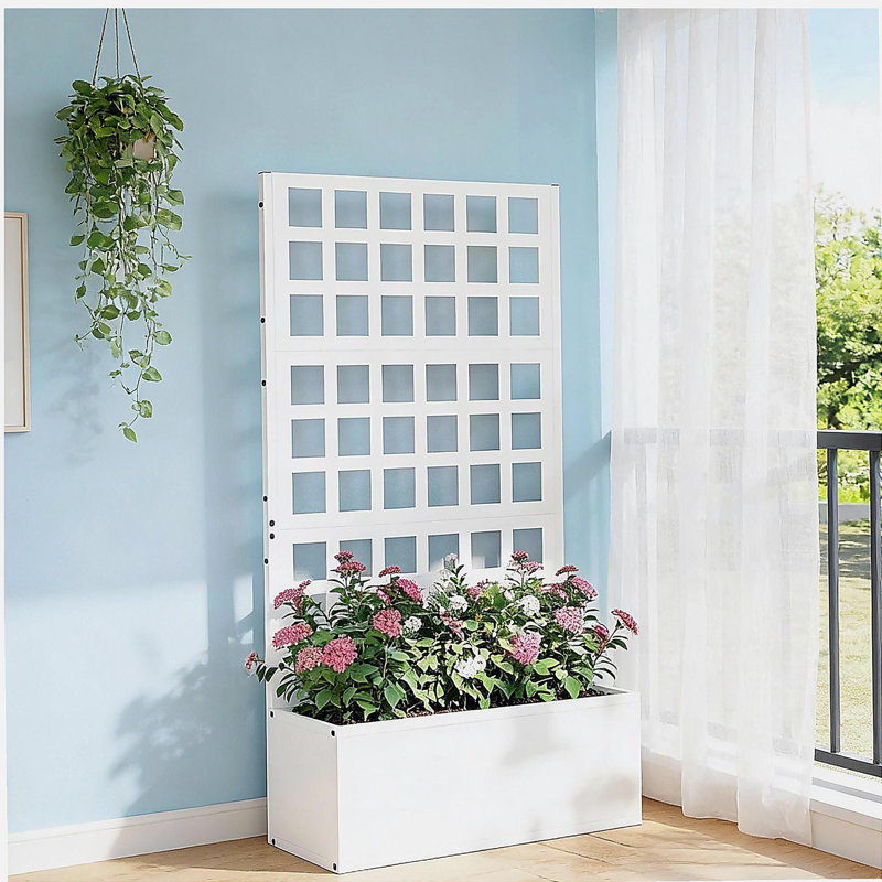 Stylish Planter Box,Raised Garden Bed,Vegetable Box, White