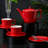 11 Piece Red Ceramic Teapot Set-628207398