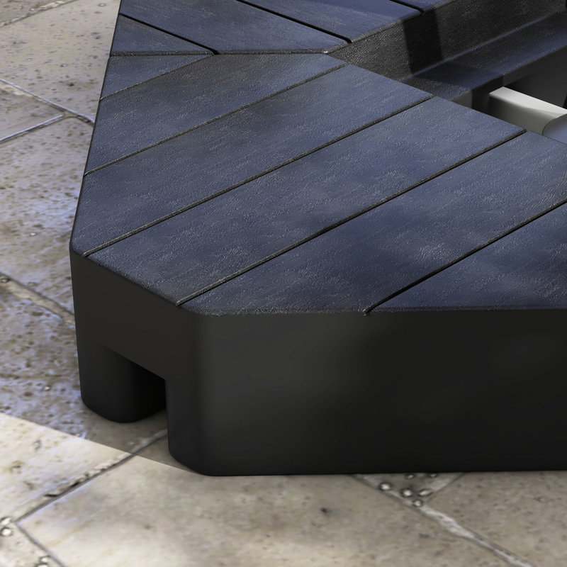 Poids de parasol en porte-à-faux de patio, 132 lb d'eau ou sable de 176 lb, noir, pour parasols de 8 à 10 pi, extérieur, base décorative pour utilisation à long terme