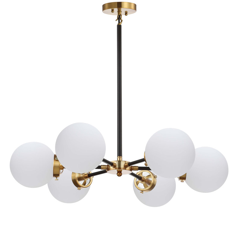Lustre sphérique spoutnik 6 lumières Claudio, Or/noir, Blanc
