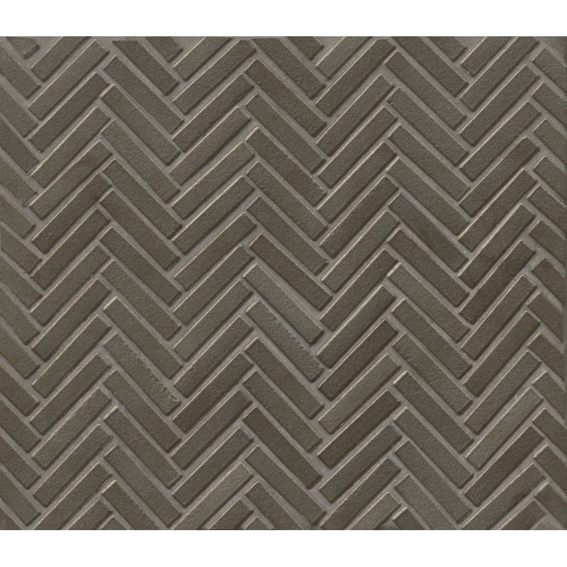 90 0.5 in. x 2 in. Herringbone Glossy Porcelain Tile, Metallic