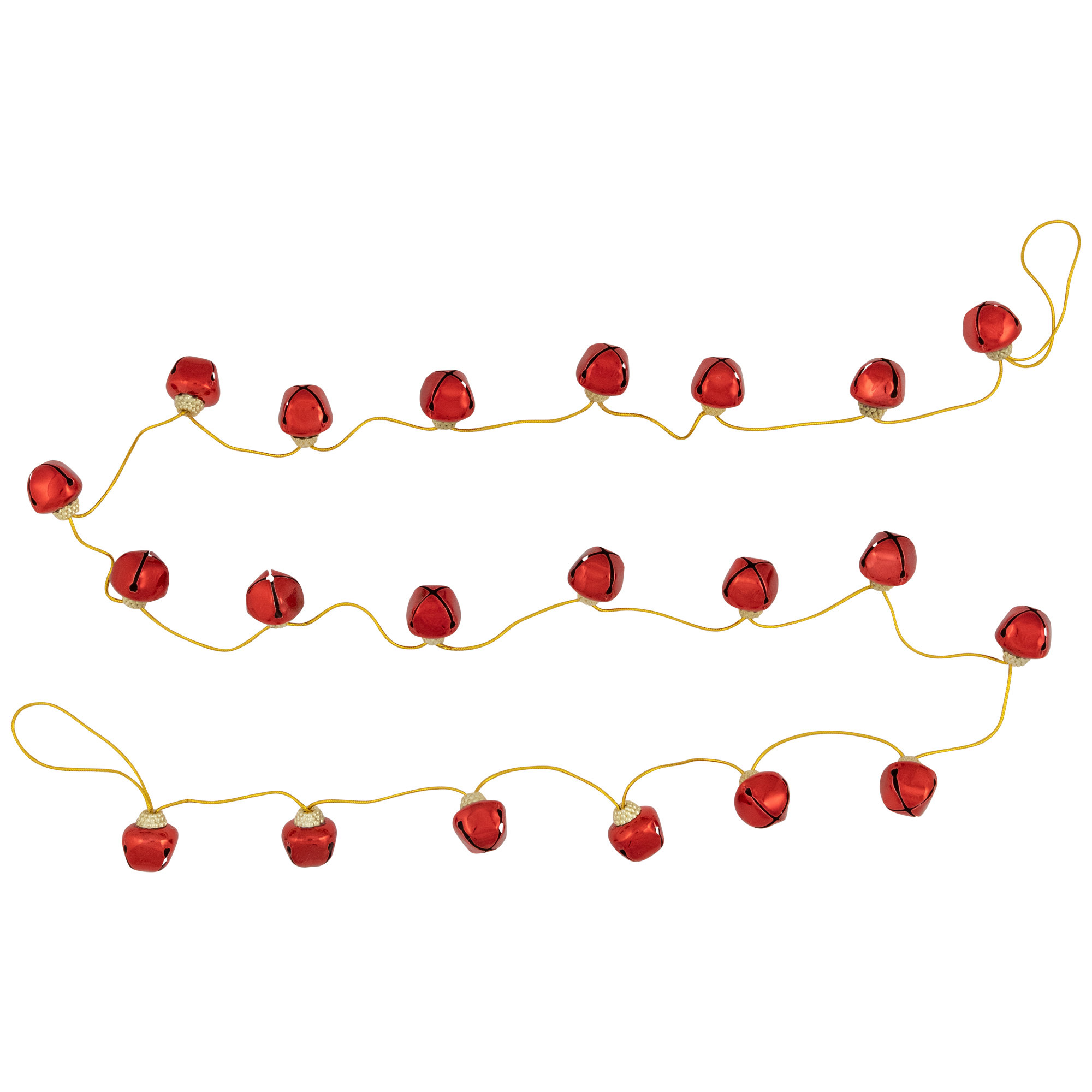 Shiny Metal Jingle Bells Christmas Garland - 7.5' - Green, Red