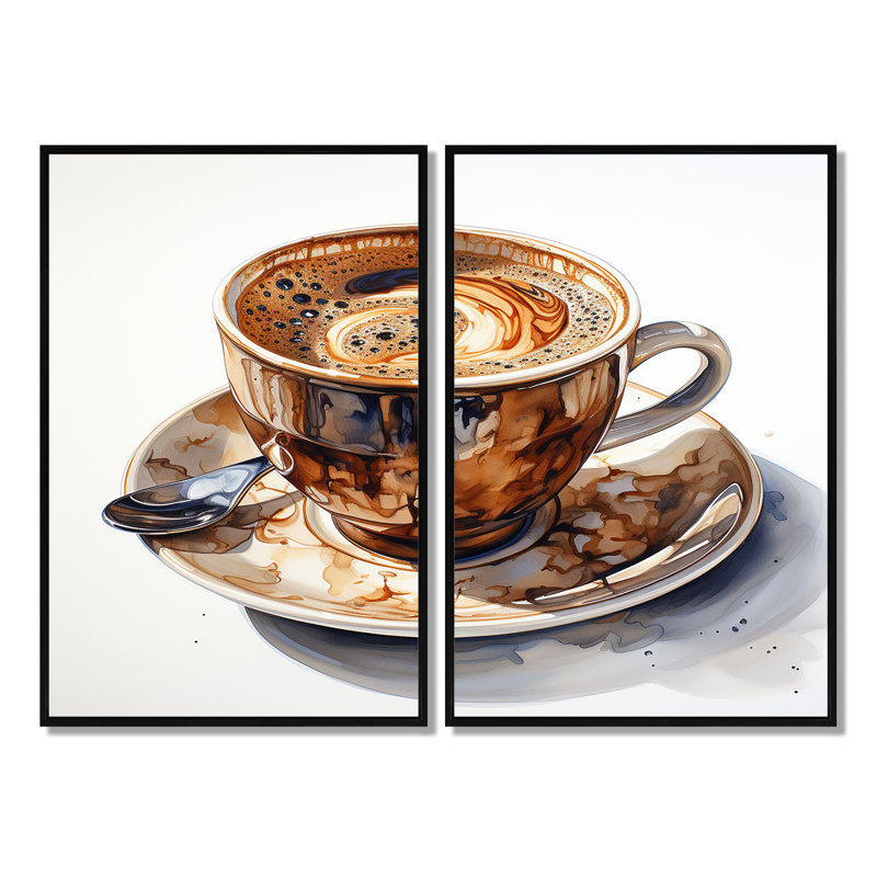 Grande tasse à café brune Temptation III - café, 36" H x 48" W, Black, Impression encadrée flottante