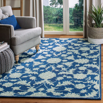 Tapis floral en laine et coton touffeté à la main Cryal