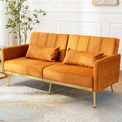 Isherwood 66‘’ Upholstered Velvet Adjustable Round Arm Covertible Sofa Bed