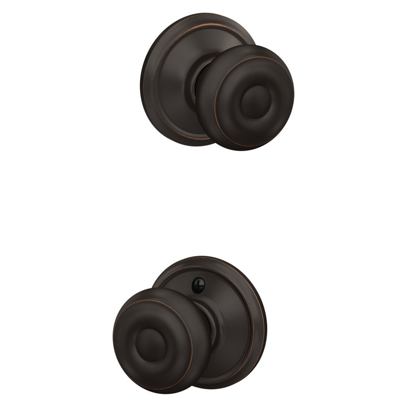 Georgian Passage Knob Hall and Closet Lock, Aged Bronze
