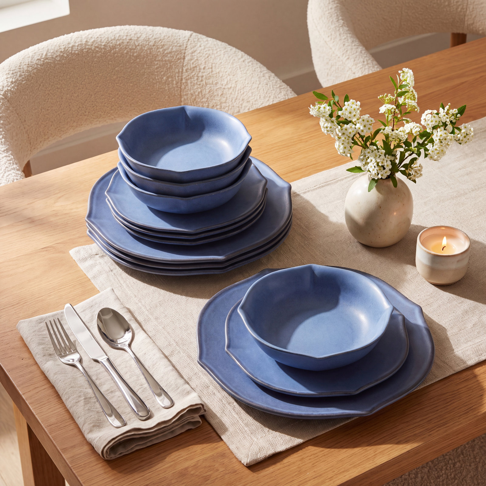 Baskerville Stoneware Dinnerware Set, Blue