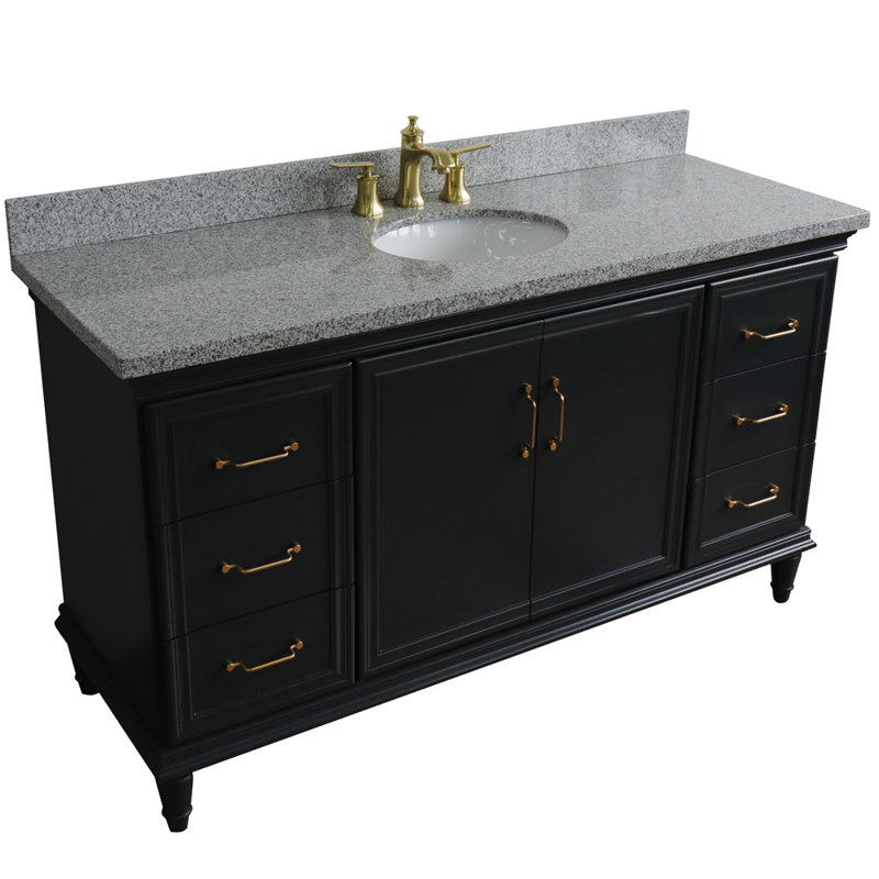 Ensemble de meuble-lavabo simple Fountainbleau, Gris foncé, Blanc, 49"